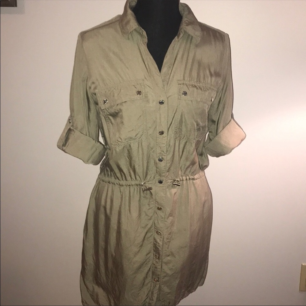 EUC Michael Kors MK MEDIUM army green pocket dress